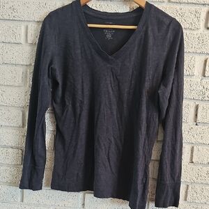George Women's Dark Gray V-Neck Long Sleeve Tee